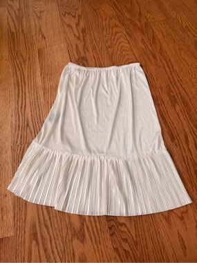 Emu White Midi Slip Skirt with Pleated Hem